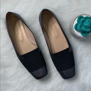 Fslny | textured leather loafer flat shoes